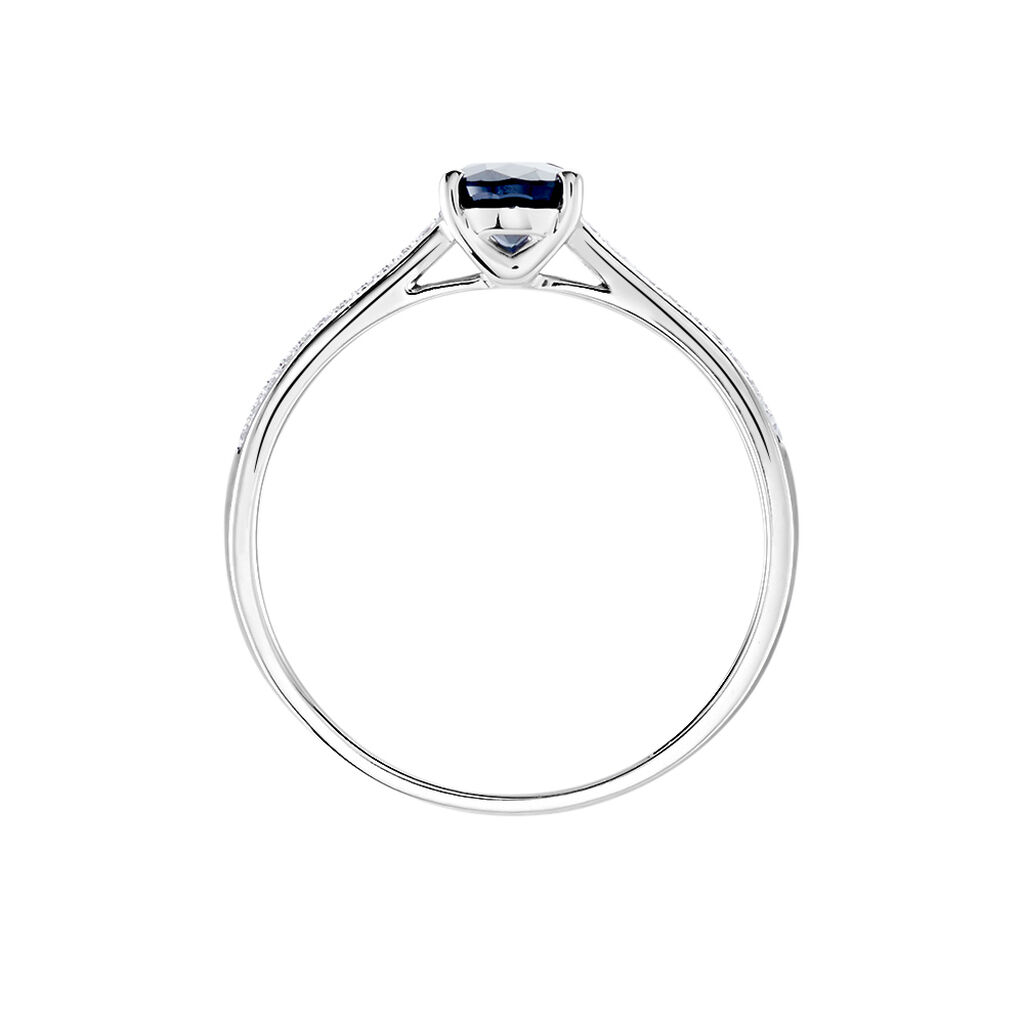 Bague Solitaire Or Blanc Crista Saphir Diamants - Bagues solitaires Femme | Histoire d’Or