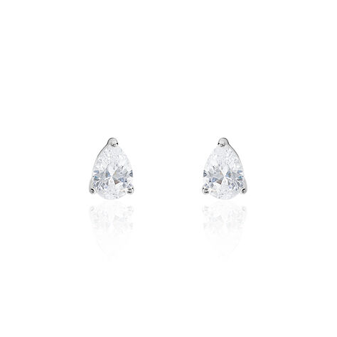 Boucles D'oreilles Puces Clarysse Argent Blanc Oxyde De Zirconium - Boucles d'oreilles fantaisie Femme | Histoire d’Or