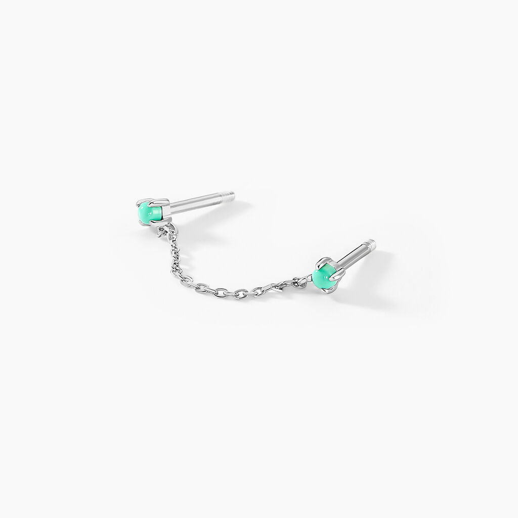 Bijou D'oreille Unitaire Goddess Argent Blanc Turquoise - Boucles d'oreilles fantaisie Femme | Histoire d&rsquo;Or