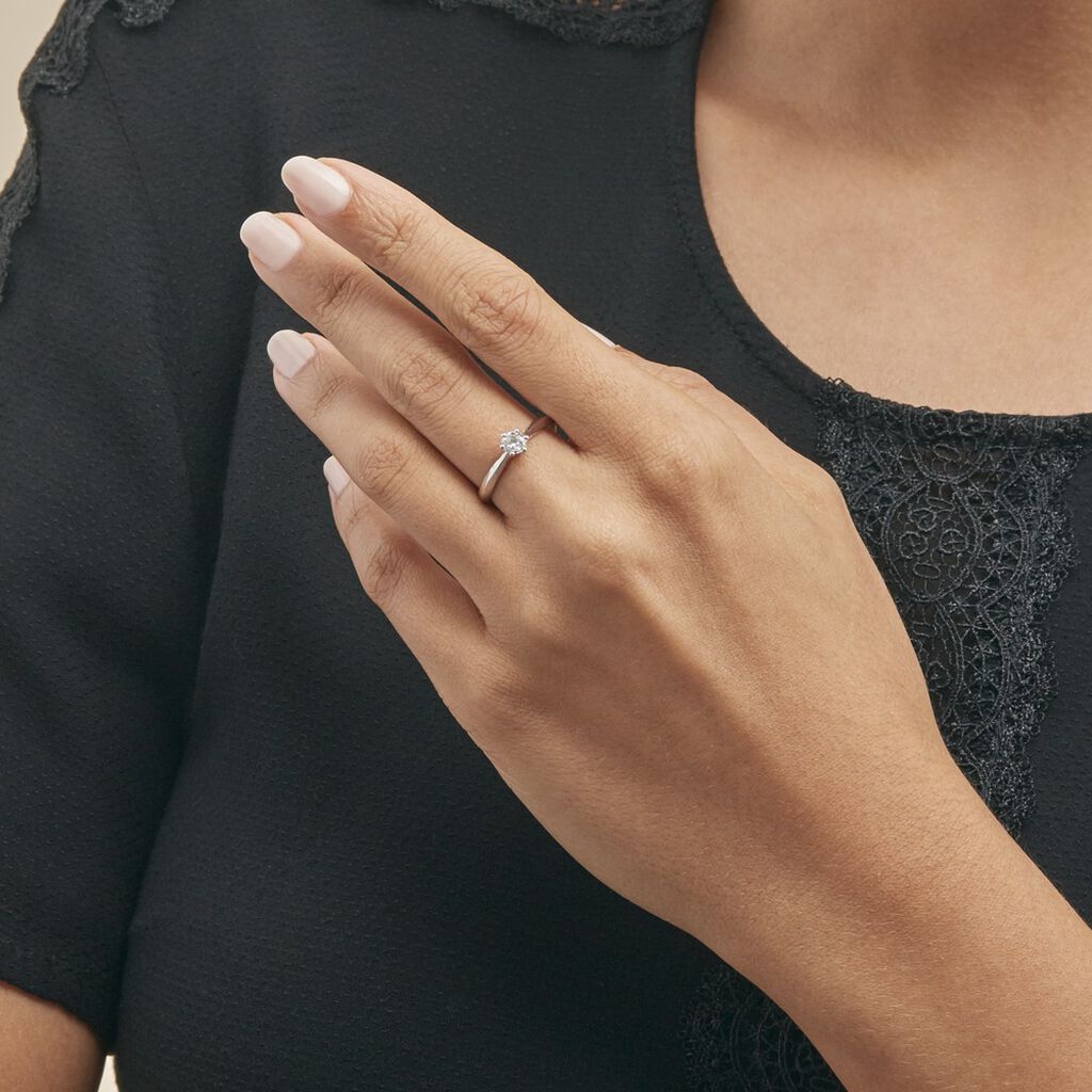 Bague Solitaire Veronika Or Blanc Diamant - Bagues solitaires Femme | Histoire d’Or