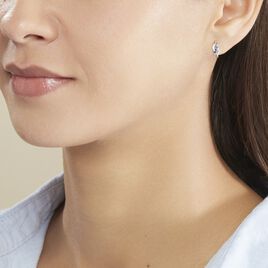 Boucles D'oreilles Puces Rosalyne Or Blanc Saphir Et Diamant - Clous d'oreilles Femme | Histoire d’Or