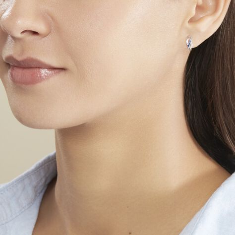 Boucles D'oreilles Puces Rosalyne Or Blanc Saphir Et Diamant - Clous d'oreilles Femme | Histoire d’Or