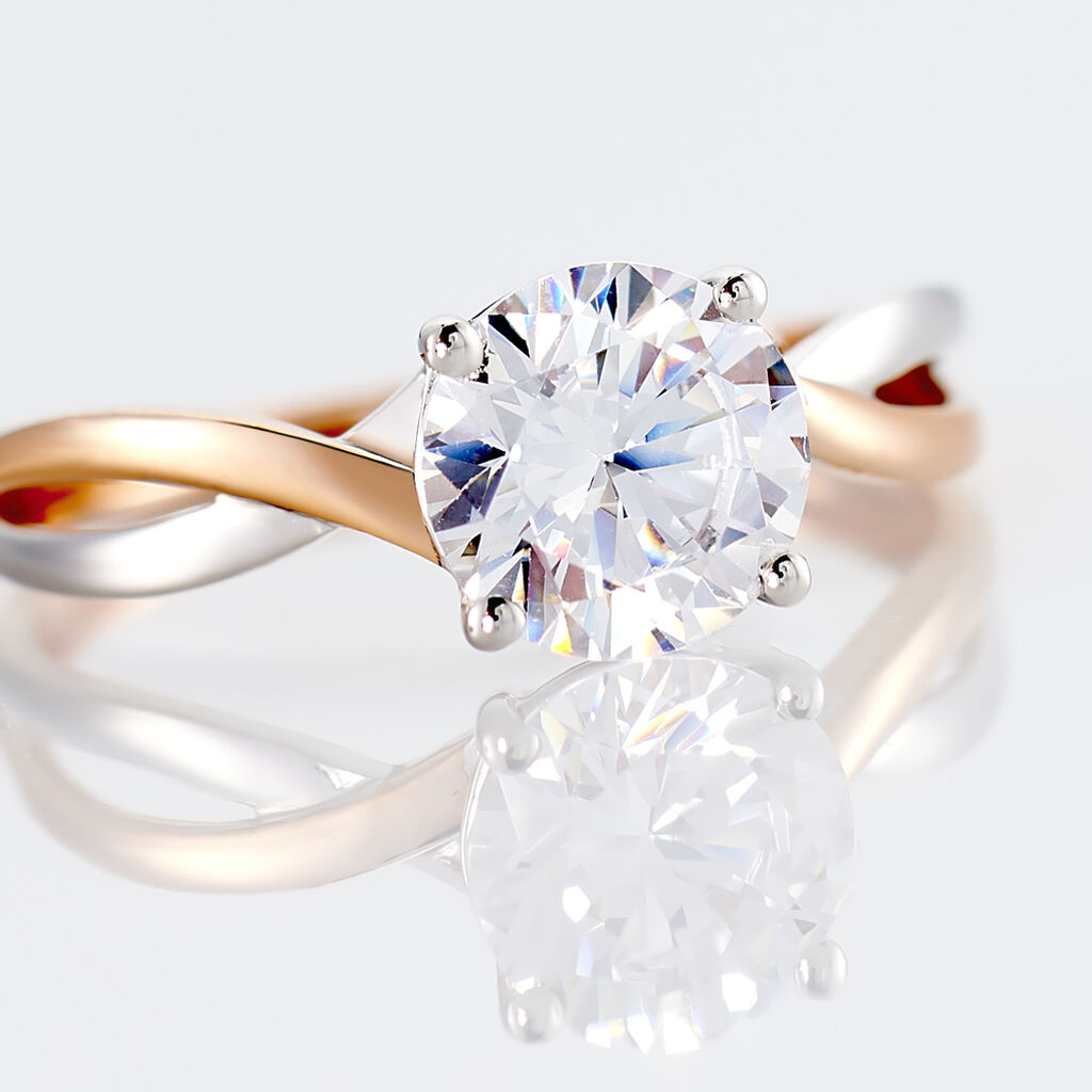 Bague Solitaire Micheline Or Bicolore Oxyde De Zirconium - Bagues solitaires Femme | Histoire d’Or