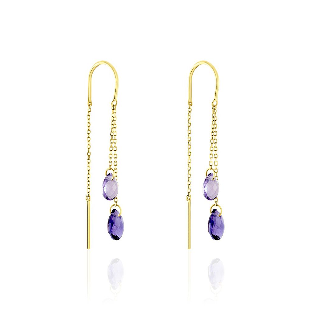 Boucles D'oreilles Pendantes Terence Or Jaune Amethyste - Boucles d'oreilles pendantes Femme | Histoire d’Or