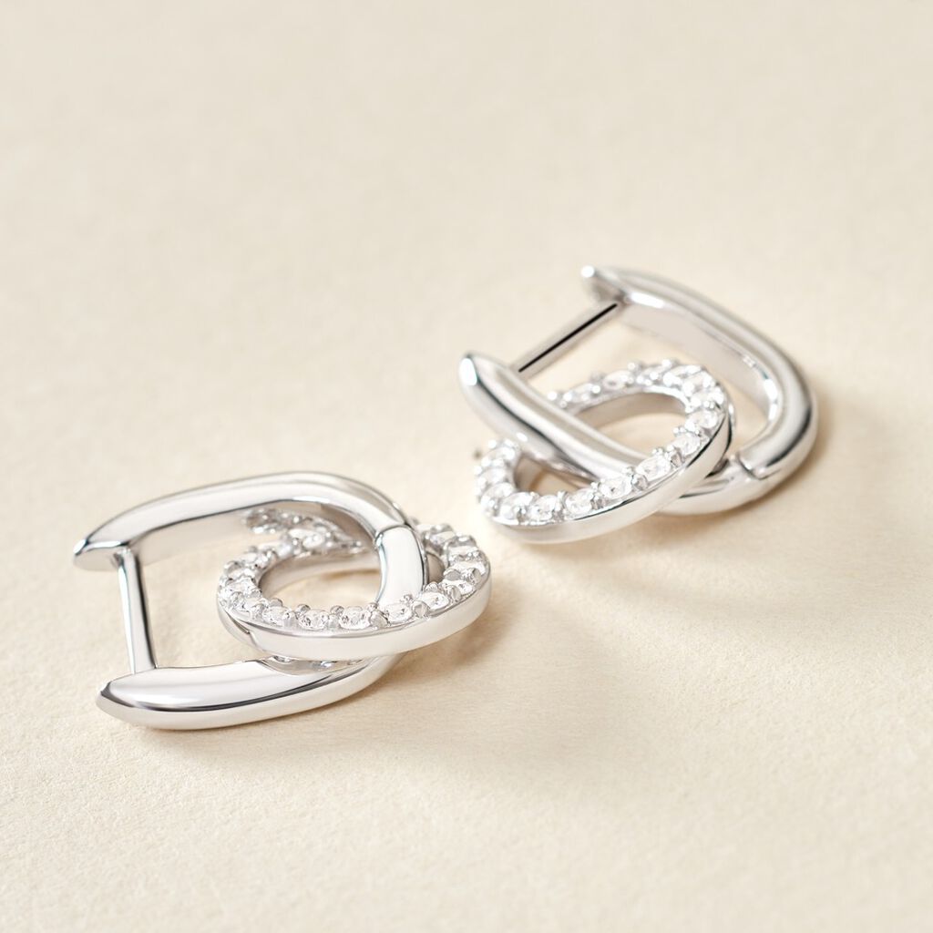 Cr&eacute;oles Riva Argent Blanc Oxyde De Zirconium - Boucles d'oreilles cr&eacute;oles Femme | Histoire d&rsquo;Or