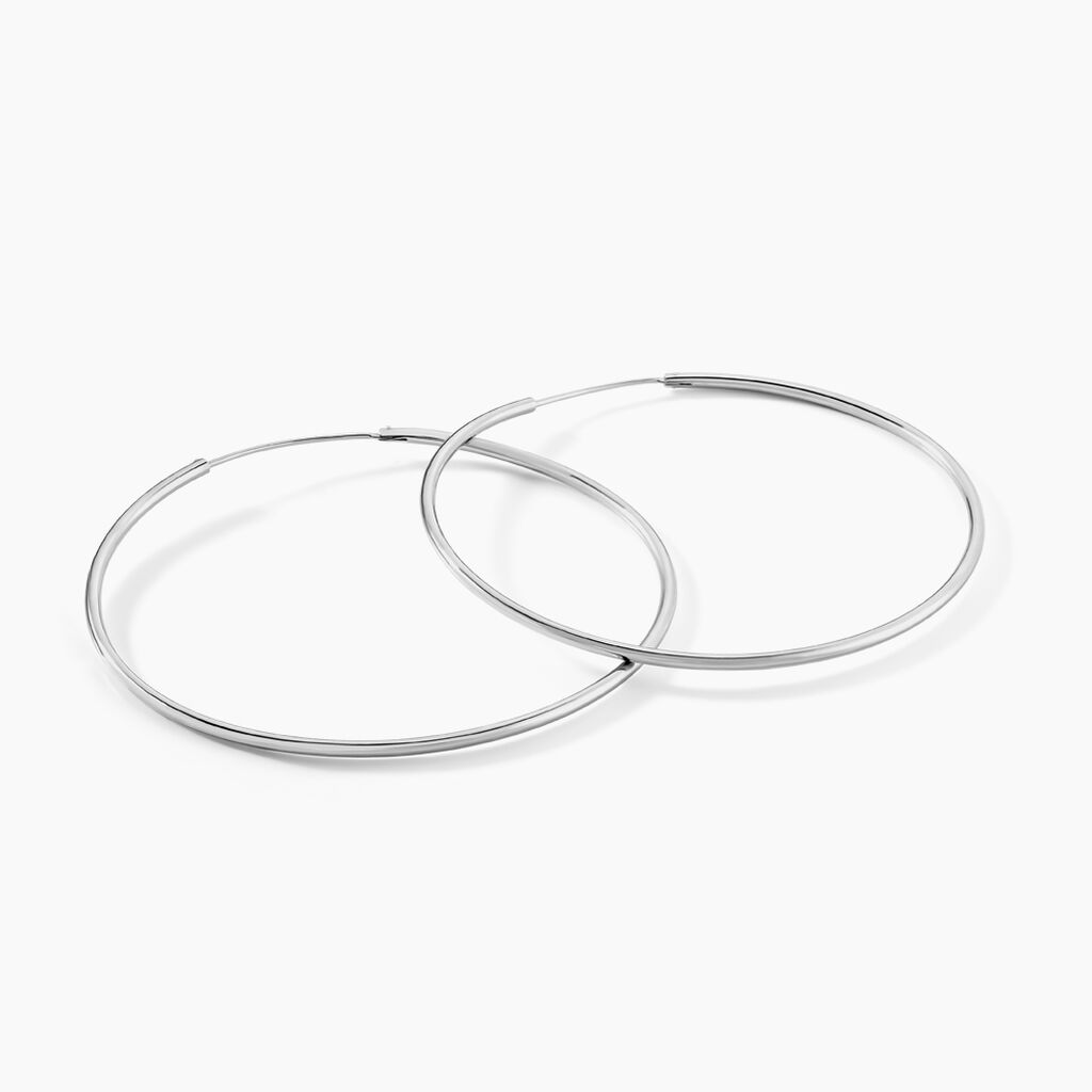 Créoles Argent Blanc Olympia - Boucles d'oreilles créoles Femme | Histoire d’Or