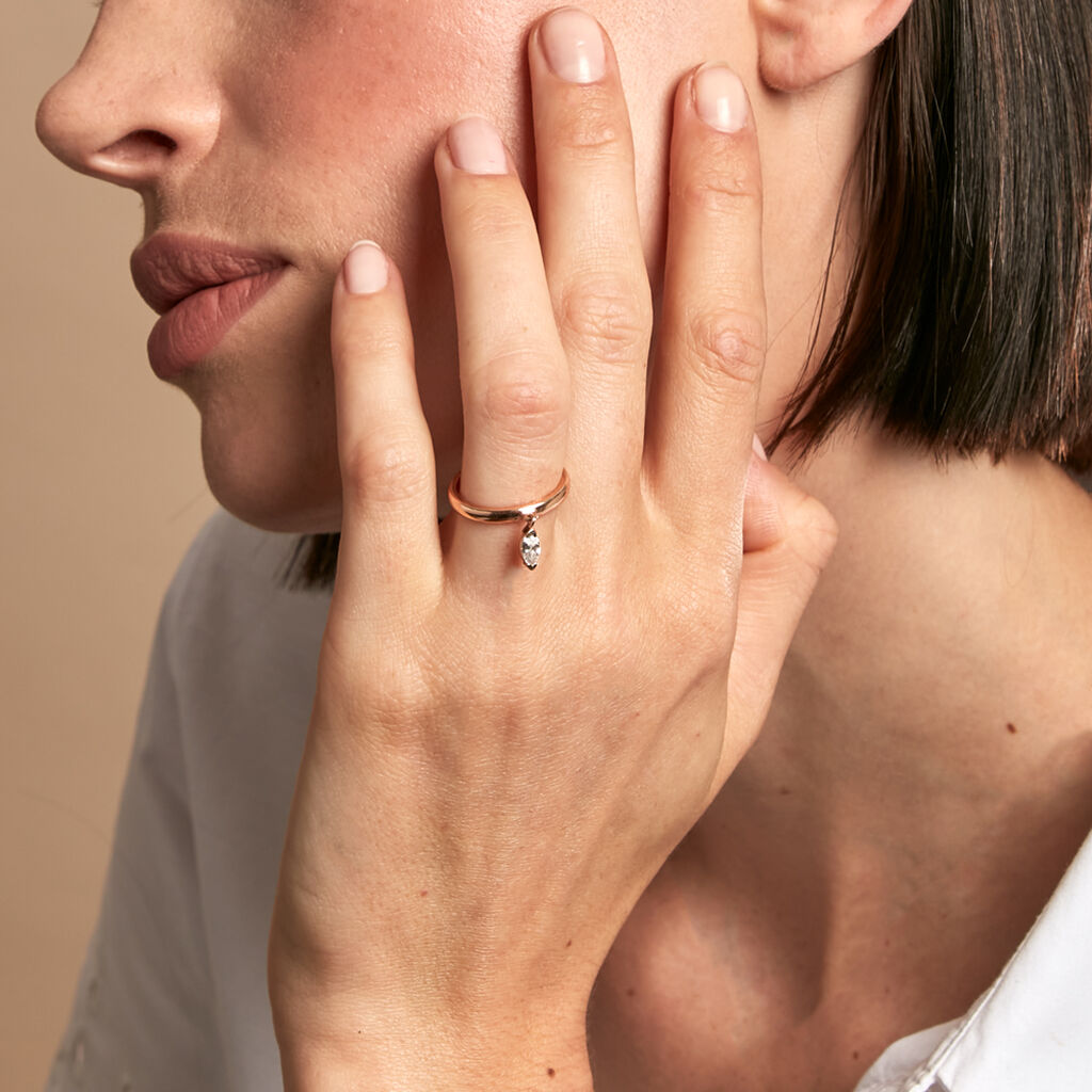 Bague Kenta Argent Rose Oxyde De Zirconium - Bagues avec pierre Femme | Histoire d’Or