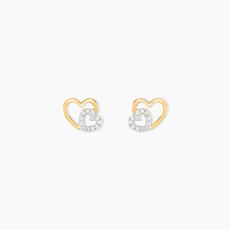 Boucles D'oreilles Puces Marineta Or Jaune Oxyde De Zirconium - Clous d'oreilles Femme | Histoire d’Or