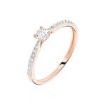 Bague Solitaire Hemera Or Rose Diamant - Bagues de fian&ccedil;ailles vintage Femme | Histoire d&rsquo;Or