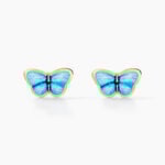Boucles D'oreilles Puces Sulivia Papillon Or Jaune - Clous d'oreilles Enfant | Histoire d&rsquo;Or