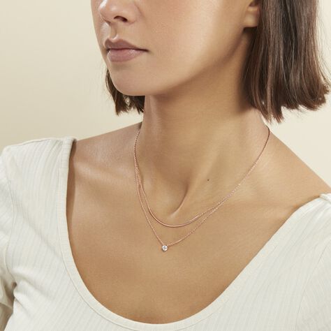 Collier Ruth Argent Rose Oxyde De Zirconium - Colliers doubles et triples chaînes Femme | Histoire d’Or