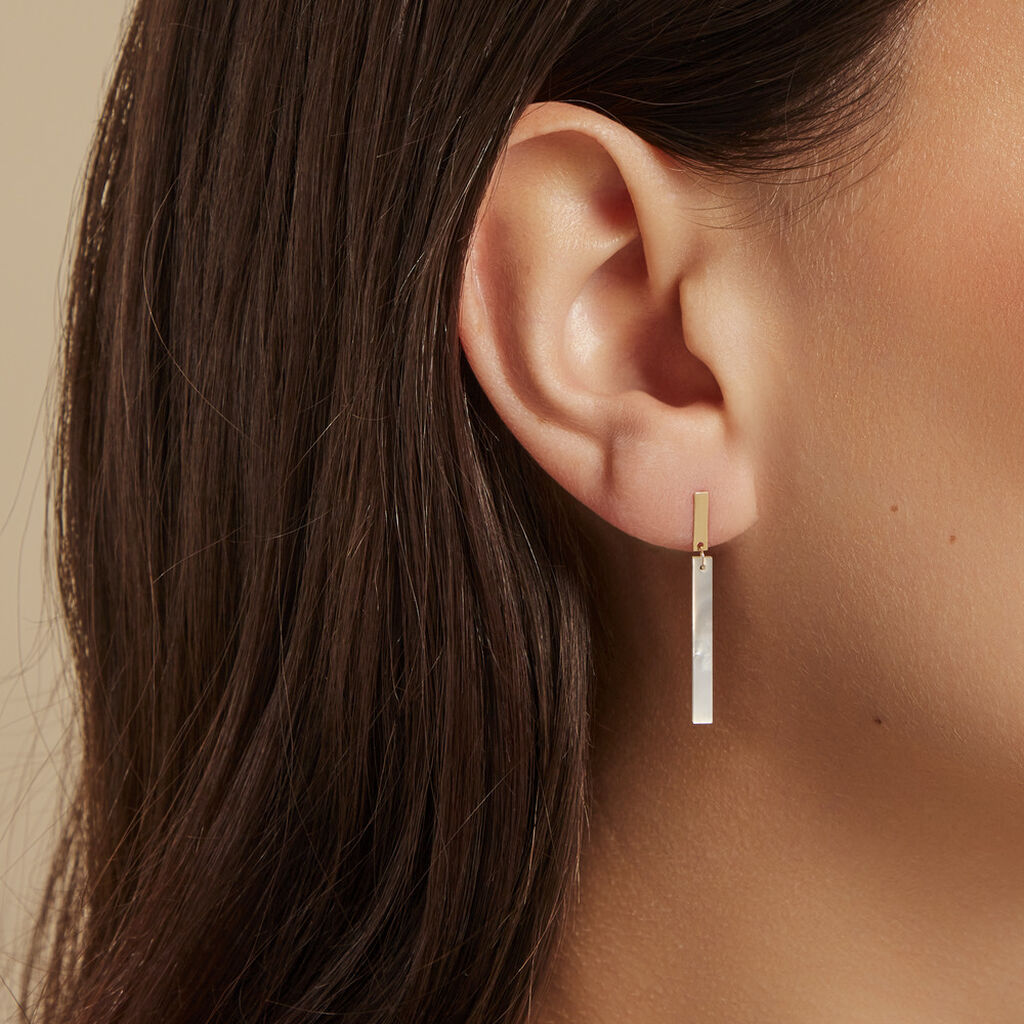 Boucles D'oreilles Pendantes Halcyone Or Jaune Nacre - Boucles d'oreilles pendantes Femme | Histoire d’Or