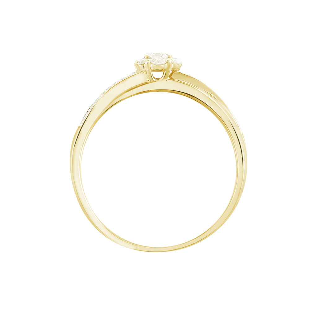 Bague Magnolia Croisee Or Jaune Diamant - Bagues avec pierre Femme | Histoire d&rsquo;Or