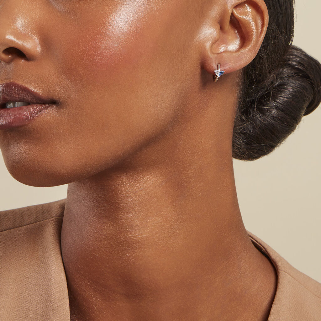Créoles Myhalf Argent Blanc Oxyde De Zirconium - Boucles d'oreilles créoles Femme | Histoire d’Or