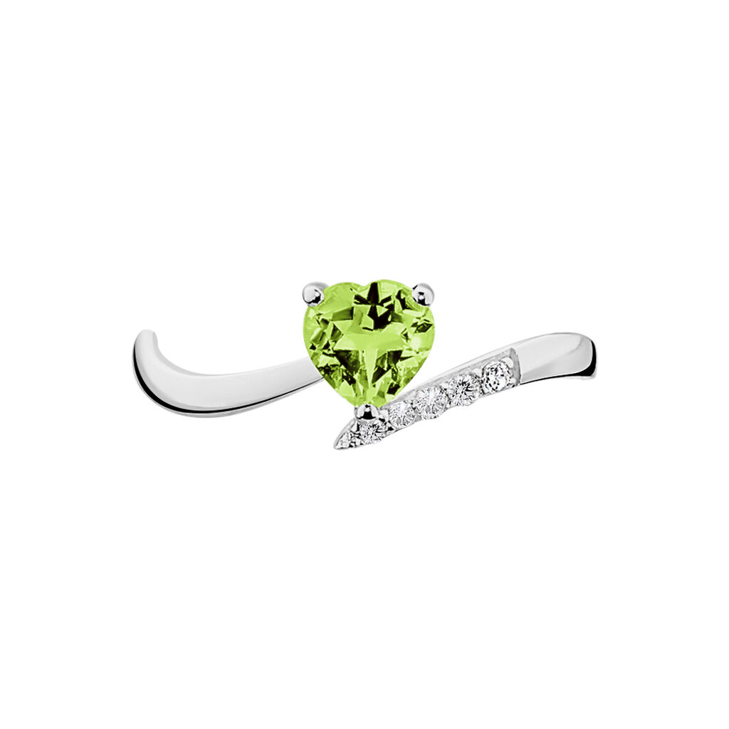 Bague Eva Or Blanc Péridot Et Diamant - Bagues solitaires Femme | Histoire d’Or
