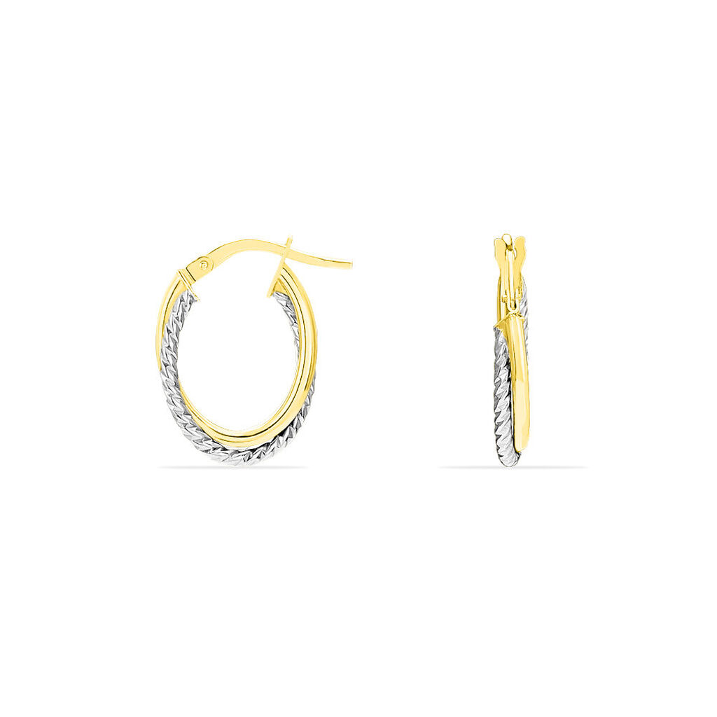 Créoles Maelia Or Bicolore - Boucles d'oreilles créoles Femme | Histoire d’Or