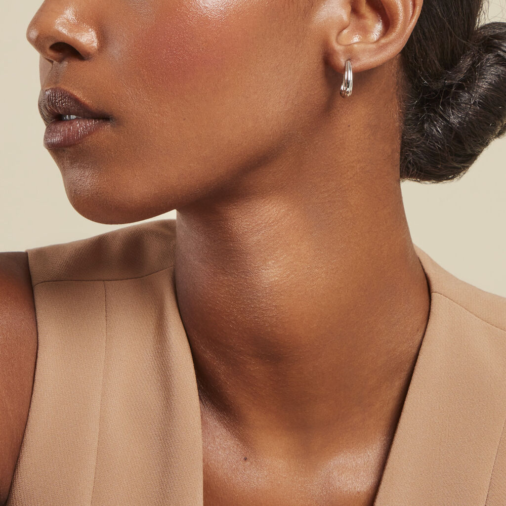 Créoles Egerie Argent Blanc - Boucles d'oreilles créoles Femme | Histoire d’Or