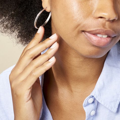 Créoles Argent Blanc Esmee - Boucles d'oreilles créoles Femme | Histoire d’Or