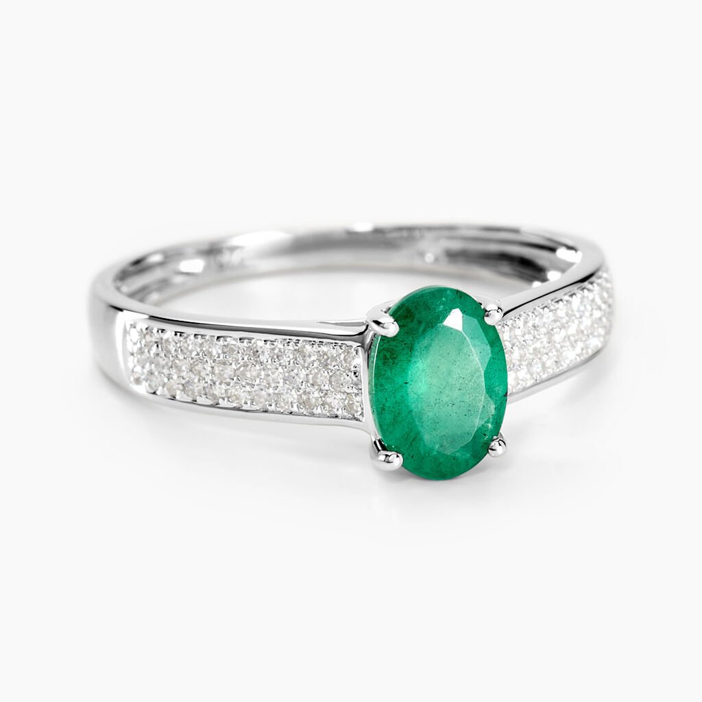 Bague Crista Or Blanc Emeraude Et Diamant - Bagues solitaires Femme | Histoire d’Or