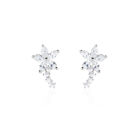 Boucles D'oreilles Puces Argent Blanc Florencio Oxydes De Zirconium - Boucles d'oreilles fantaisie Femme | Histoire d&rsquo;Or