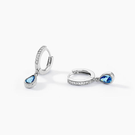 Créoles Jerusha Argent Blanc Spinelle Oxyde De Zirconium - Boucles d'oreilles créoles Femme | Histoire d’Or