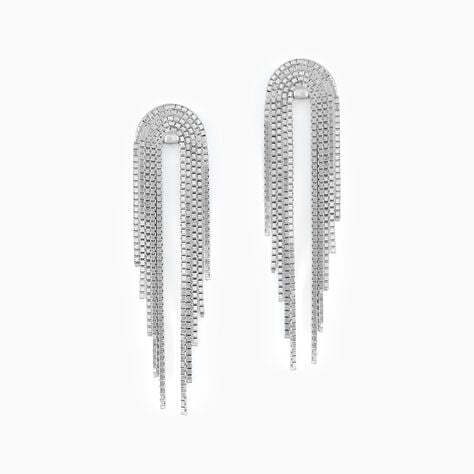 Boucles D'oreilles Pendantes Jakarta Argent Blanc - Boucles d'oreilles pendantes Femme | Histoire d&rsquo;Or