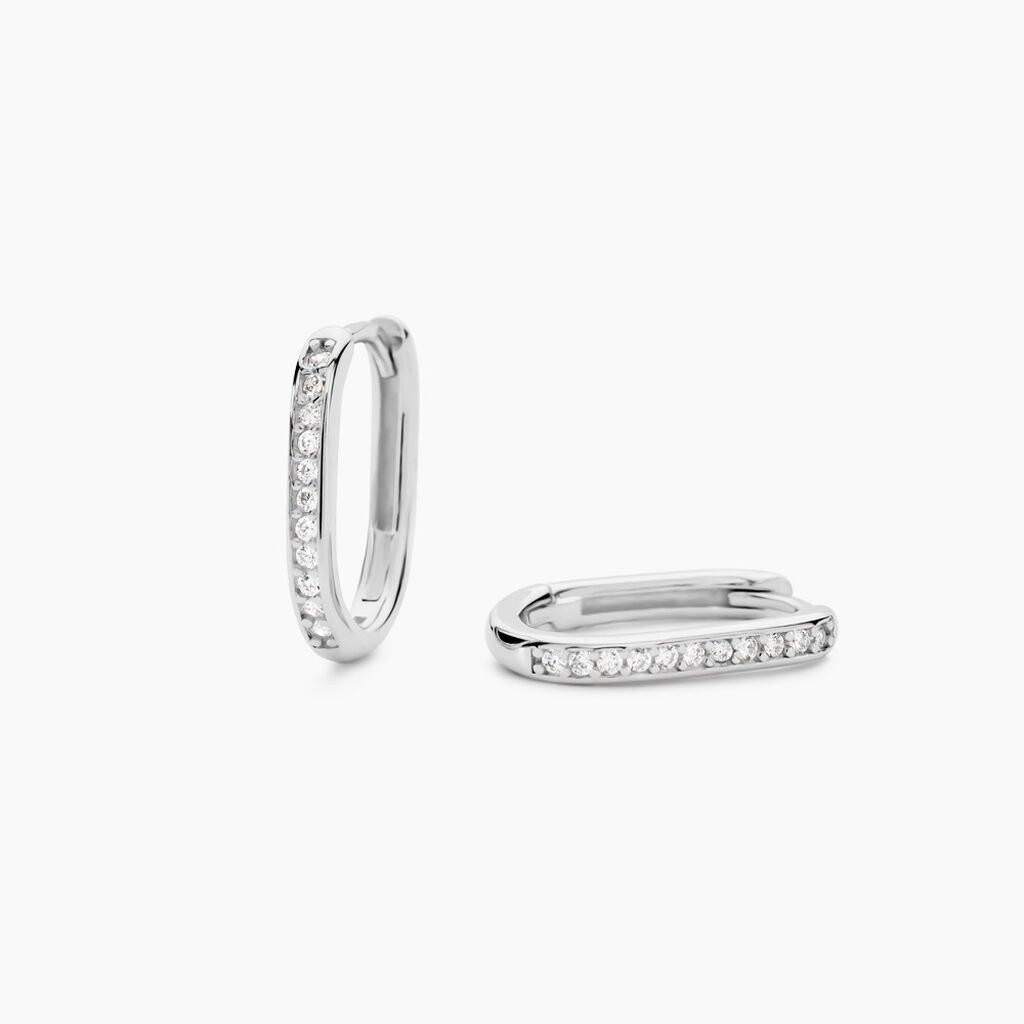 Cr&eacute;oles Haniya Argent Blanc Oxyde De Zirconium - Boucles d'oreilles cr&eacute;oles Femme | Histoire d&rsquo;Or