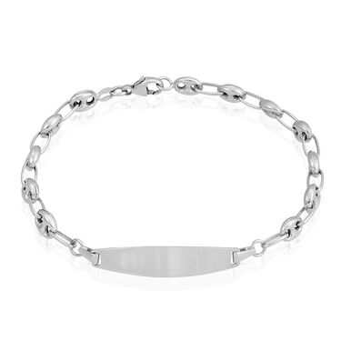 Bracelet Identit&eacute; Evin Maille Grain De Cafe Or Blanc