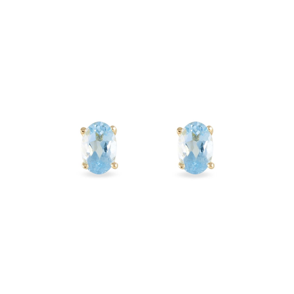Boucles D'oreilles Puces Elea Serti Griffe Or Jaune Topaze - Clous d'oreilles Femme | Histoire d’Or