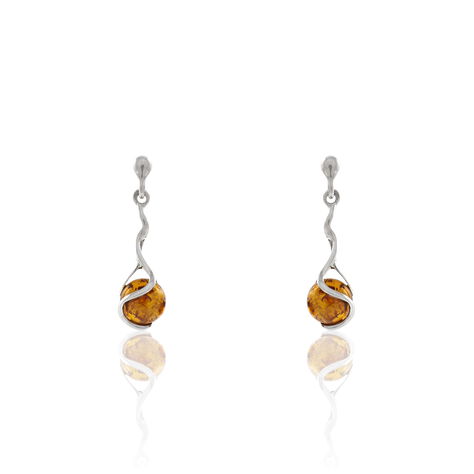 Boucles D'oreilles Pendantes Argent Blanc Ferima Ambre - Boucles d'oreilles fantaisie Femme | Histoire d’Or