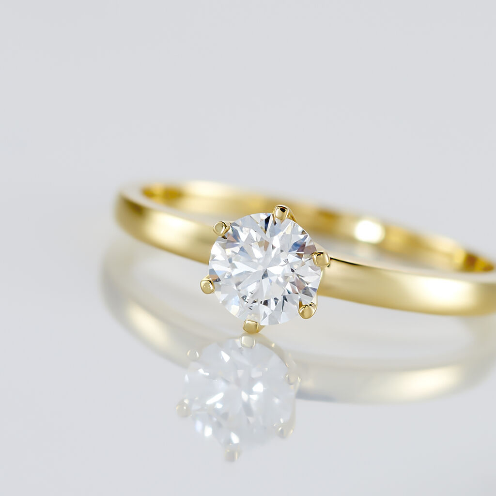 Bague Solitaire Or Jaune Diamant Synthetique - Bagues solitaires Femme | Histoire d&rsquo;Or