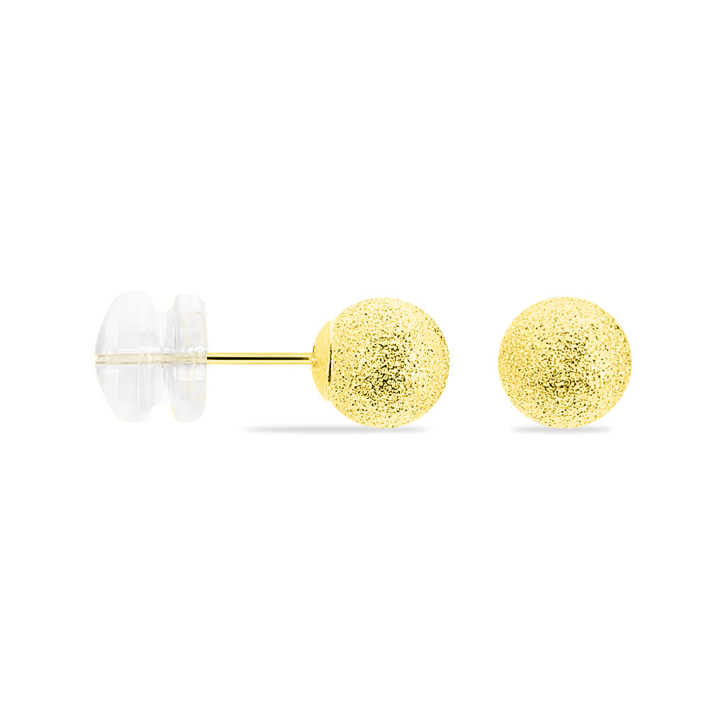 Boucles D'oreilles Puces Fidelia Boule Sablee Or Jaune - Clous d'oreilles Femme | Histoire d’Or