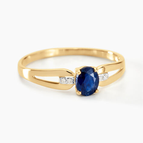Bague Or Jaune Ebrard Saphir Diamants - Bagues solitaires Femme | Histoire d’Or