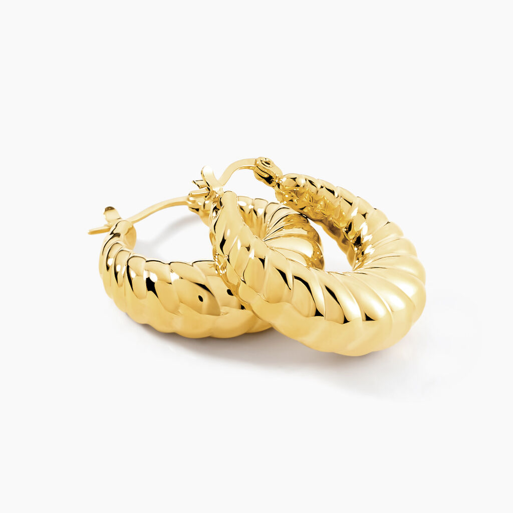 Créoles Clive Acier Doré - Boucles d'oreilles créoles Femme | Histoire d’Or