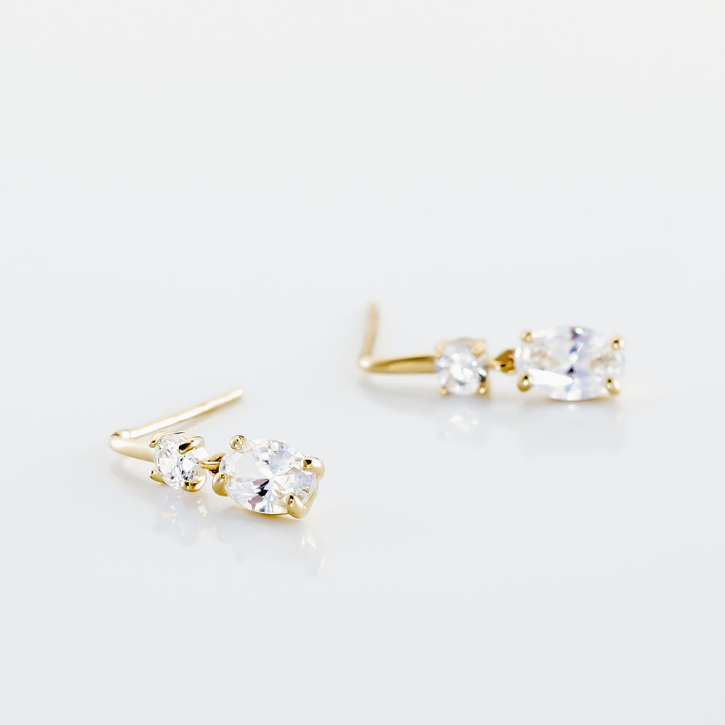 Boucles D'oreilles Pendantes Gulbeyaz Or Jaune Oxyde De Zirconium - Boucles d'oreilles pendantes Femme | Histoire d’Or