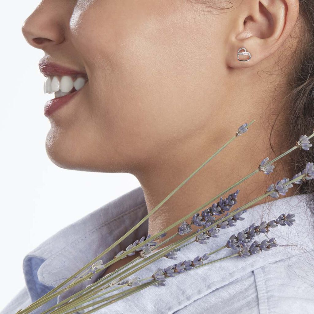 Boucles D'oreilles Puces Or Blanc Juliane Diamants - Clous d'oreilles Femme | Histoire d’Or