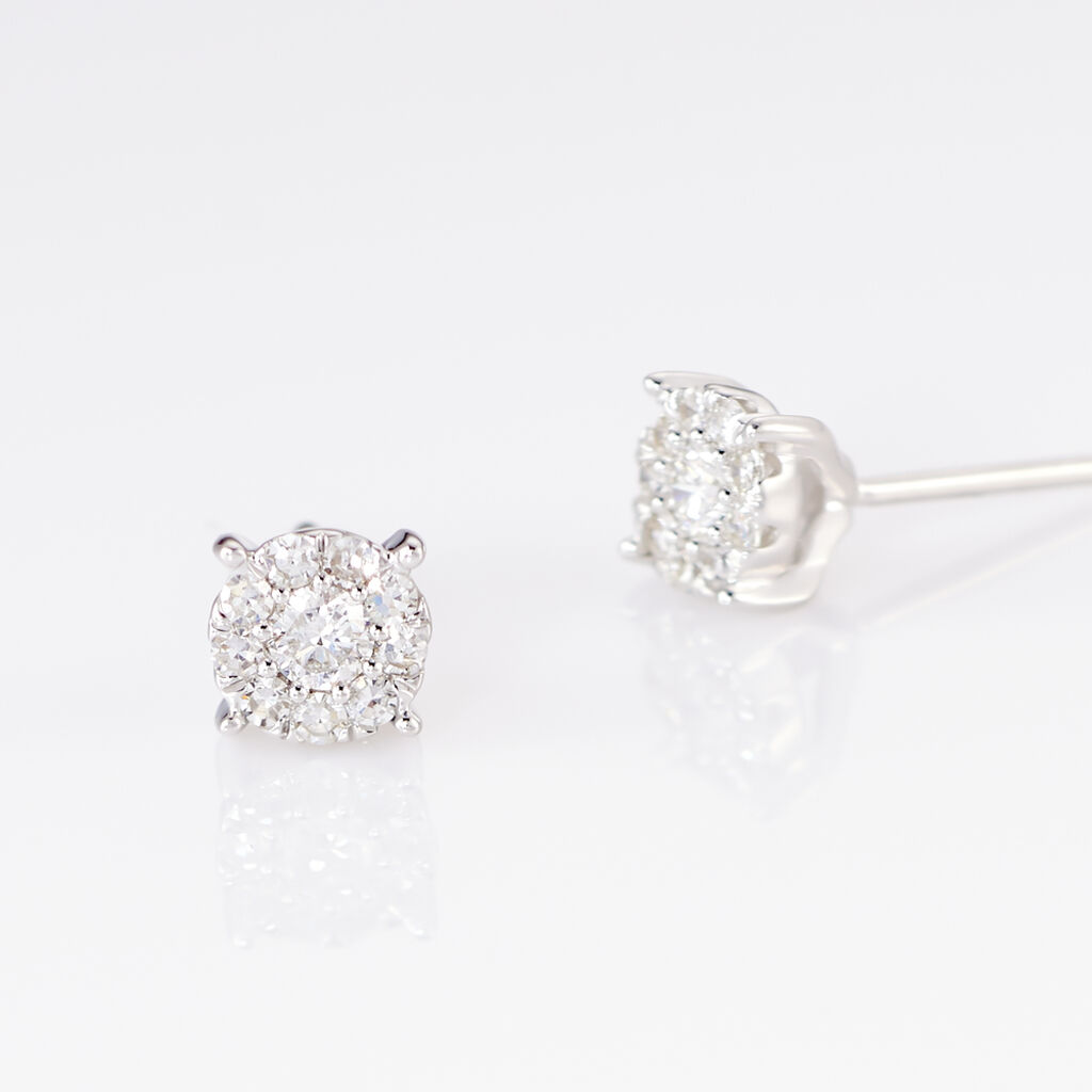 Boucles D'oreilles Puces Artemis Or Blanc Diamant - Clous d'oreilles Femme | Histoire d&rsquo;Or