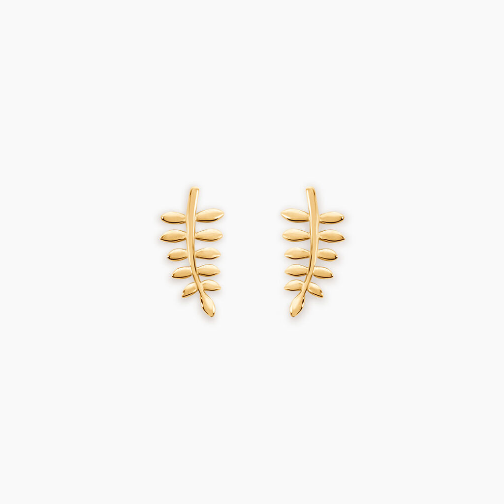 Boucles D'oreilles Puces Bartolomea Feuilles Or Jaune - Clous d'oreilles Femme | Histoire d’Or