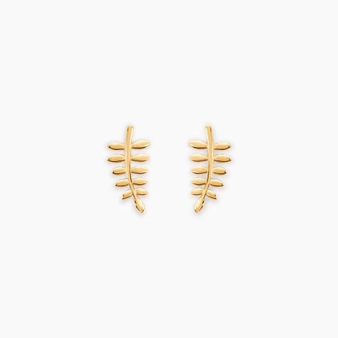 Boucles D'oreilles Puces Bartolomea Feuilles Or Jaune - Clous d'oreilles Femme | Histoire d’Or