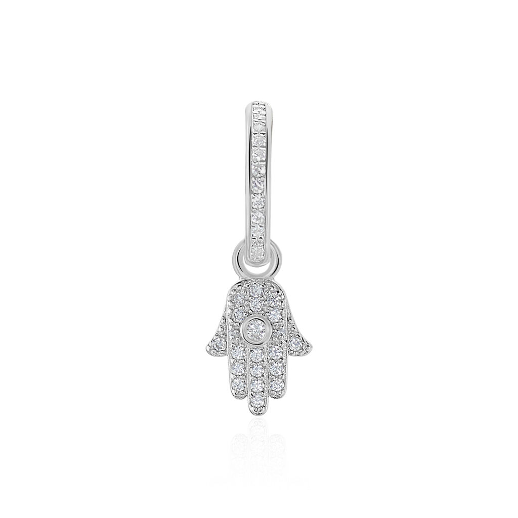 Cr&eacute;ole Unitaire Ancelin Rondes Argent Blanc Oxyde De Zirconium - Piercings d'oreilles Femme | Histoire d&rsquo;Or