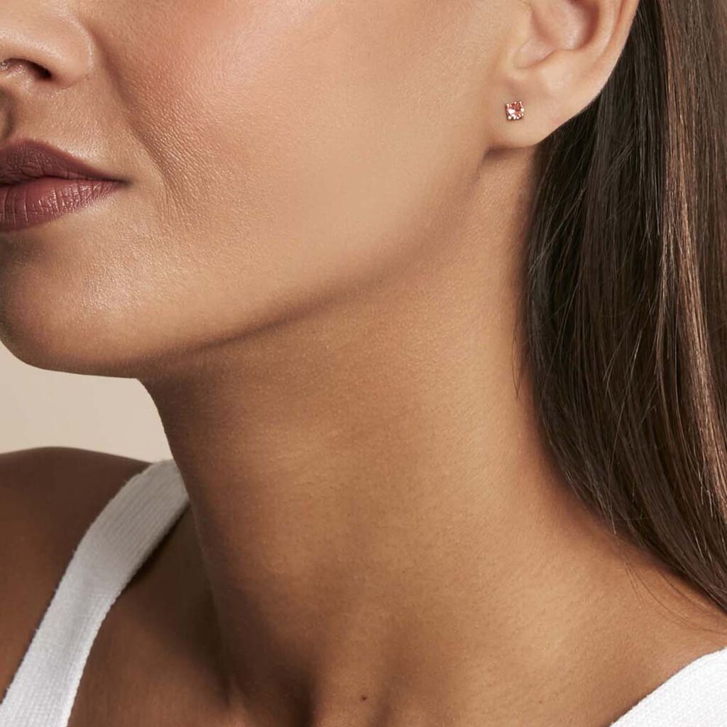 Boucles D'oreilles Puces Argent Rose Rio Santa Teresa Oxyde - Boucles d'oreilles fantaisie Femme | Histoire d’Or
