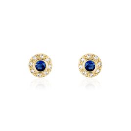 Boucles D'oreilles Puces Plaqué Or Eugenie Pierre Synthétique - Boucles d'oreilles fantaisie Femme | Histoire d’Or