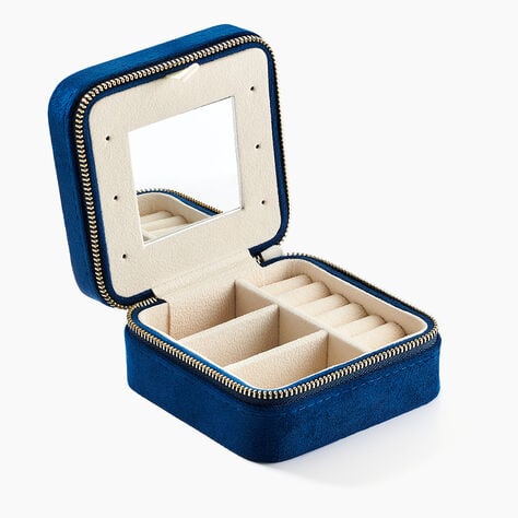 Boite &agrave; Bijou Tissu Bleu - Id&eacute;es cadeaux Famille | Histoire d&rsquo;Or