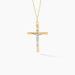 Pendentif Damian Croix Or Bicolore - Pendentifs Bapt&ecirc;me Famille | Histoire d&rsquo;Or