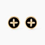 Boucles D'oreilles Puces Talisman Or Jaune Agate Diamant - Clous d'oreilles Femme | Histoire d&rsquo;Or