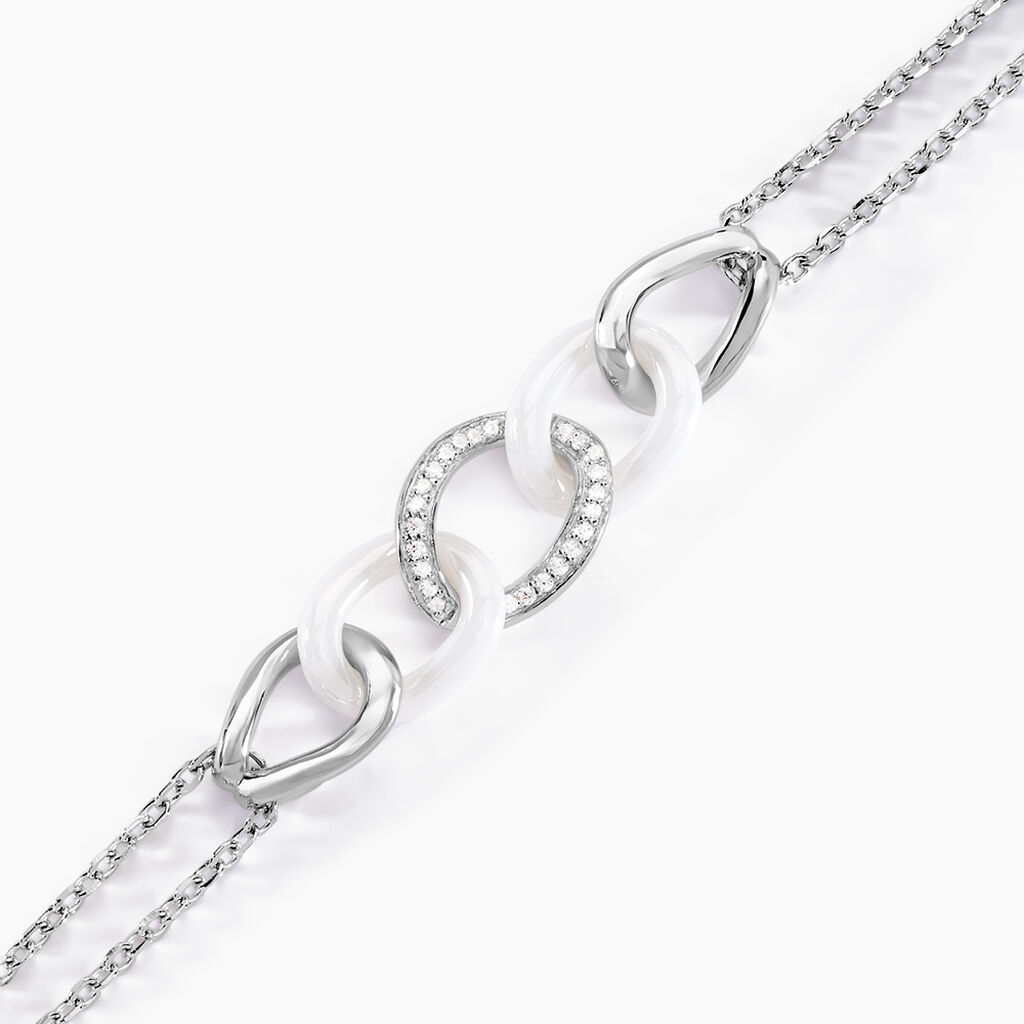 Bracelet Link Argent Blanc Céramique Et Oxyde De Zirconium - Bracelets Femme | Histoire d’Or