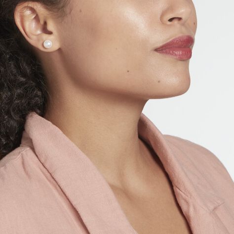 Boucles D'oreilles Puces Pascaloun Argent Perle De Culture - Boucles d'oreilles fantaisie Femme | Histoire d’Or