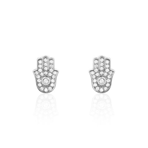 Boucles D'oreilles Puces Amat Argent Blanc Oxyde De Zirconium - Boucles d'oreilles fantaisie Femme | Histoire d’Or
