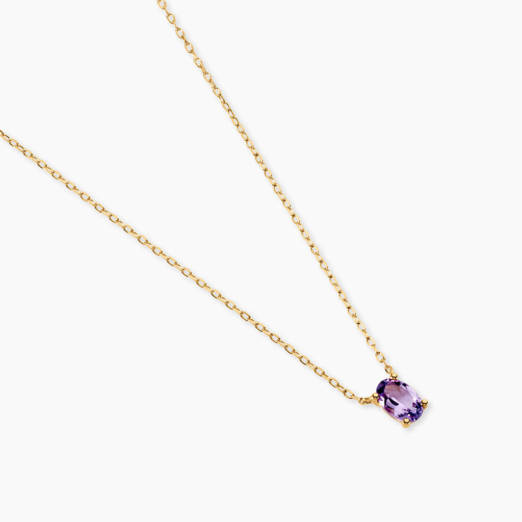 Collier Ovale Or Jaune Am&eacute;thyste - Colliers Femme | Histoire d&rsquo;Or
