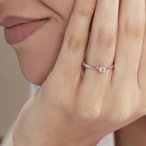 Bague Solitaire Or Blanc Fiona Diamant Synthétique - Bagues solitaires Femme | Histoire d’Or